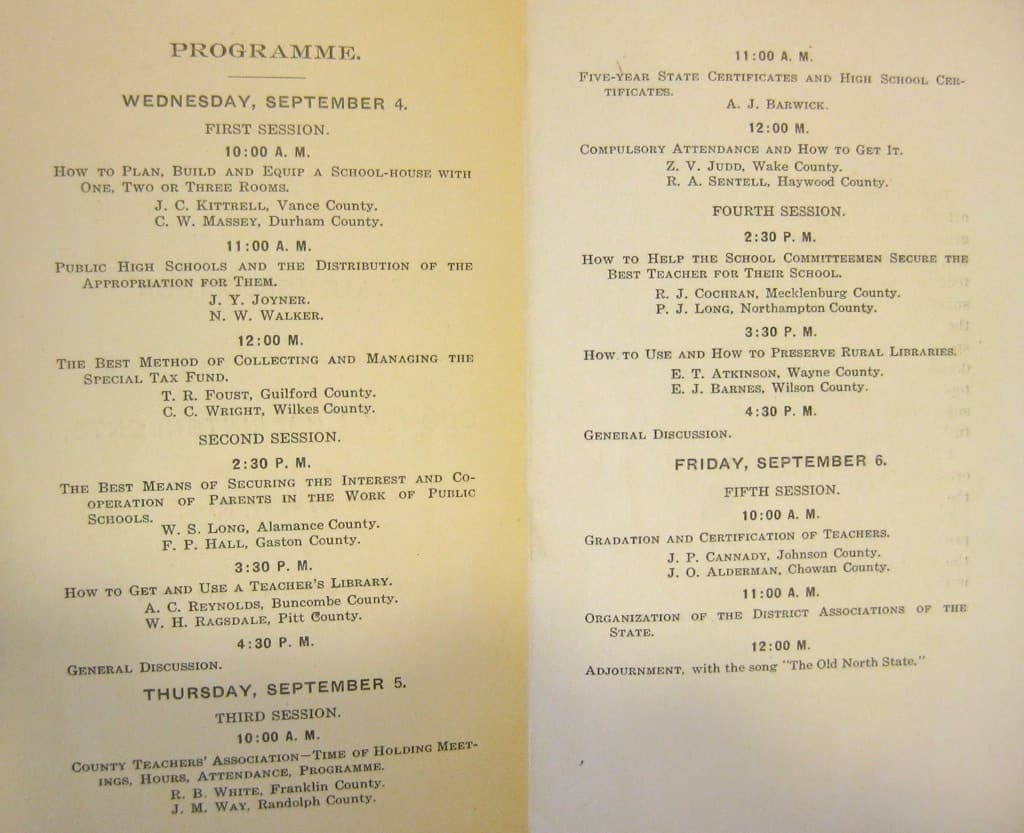 Program, State Association of County Superintendents. Montreat, N.C., September 4th to 6th, 1907.