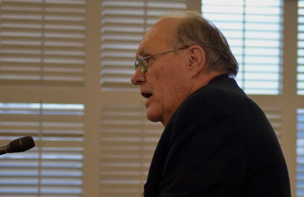 Senator Jerry Tillman speaks before the Academic Standards Review Commission (Photo Credit/Alex Granados)