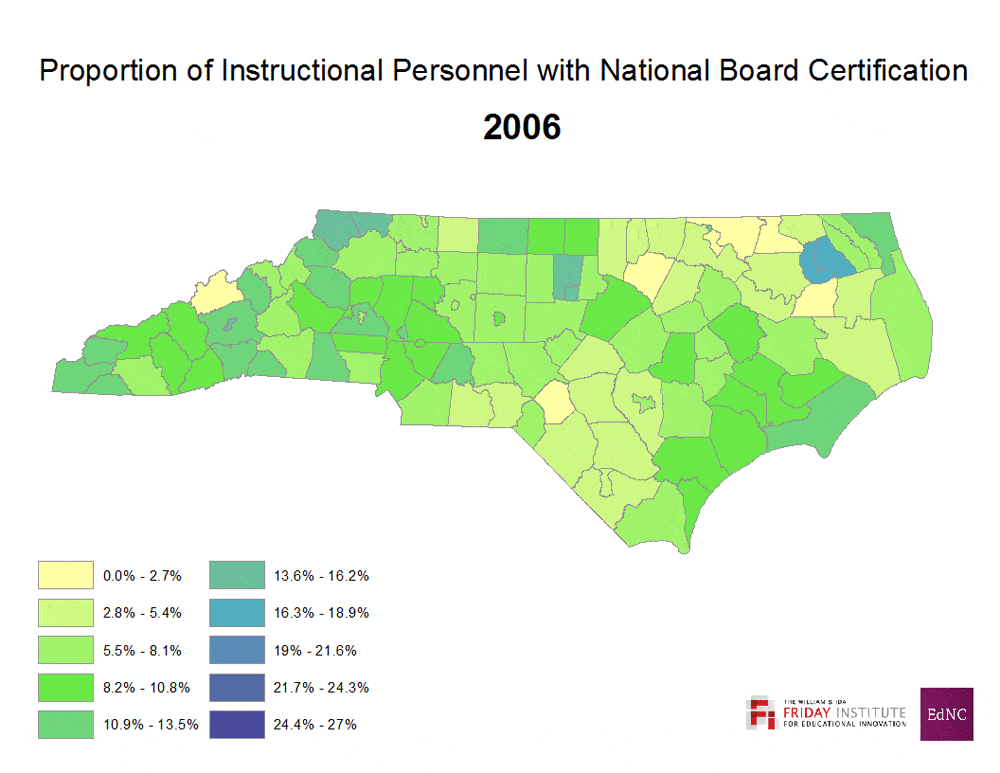 Proportion of instructional personnel with National Board Certification