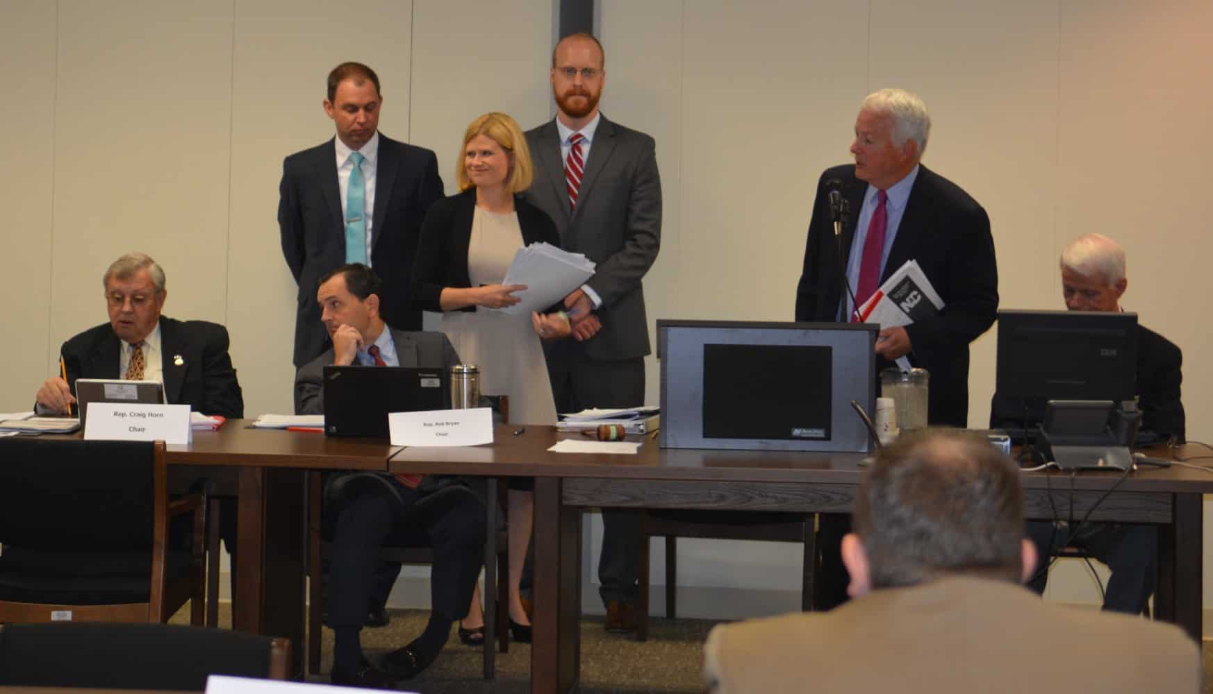 From left to right, Rep. Craig Horn, Adam Brueggemann with OSBM, Catherine Truitt, Nick Goettsch with OSBM, and Rep. Hugh Blackwell.