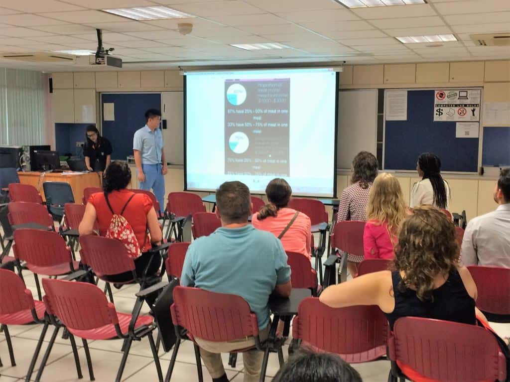 A student presents his findings to our teachers and the class