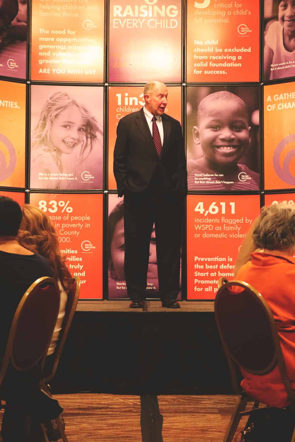 Robert Putnam speaking at the Family Services' Raising Every Child event in Winston-Salem. (Photo credit: Todd Brantley/Education NC)