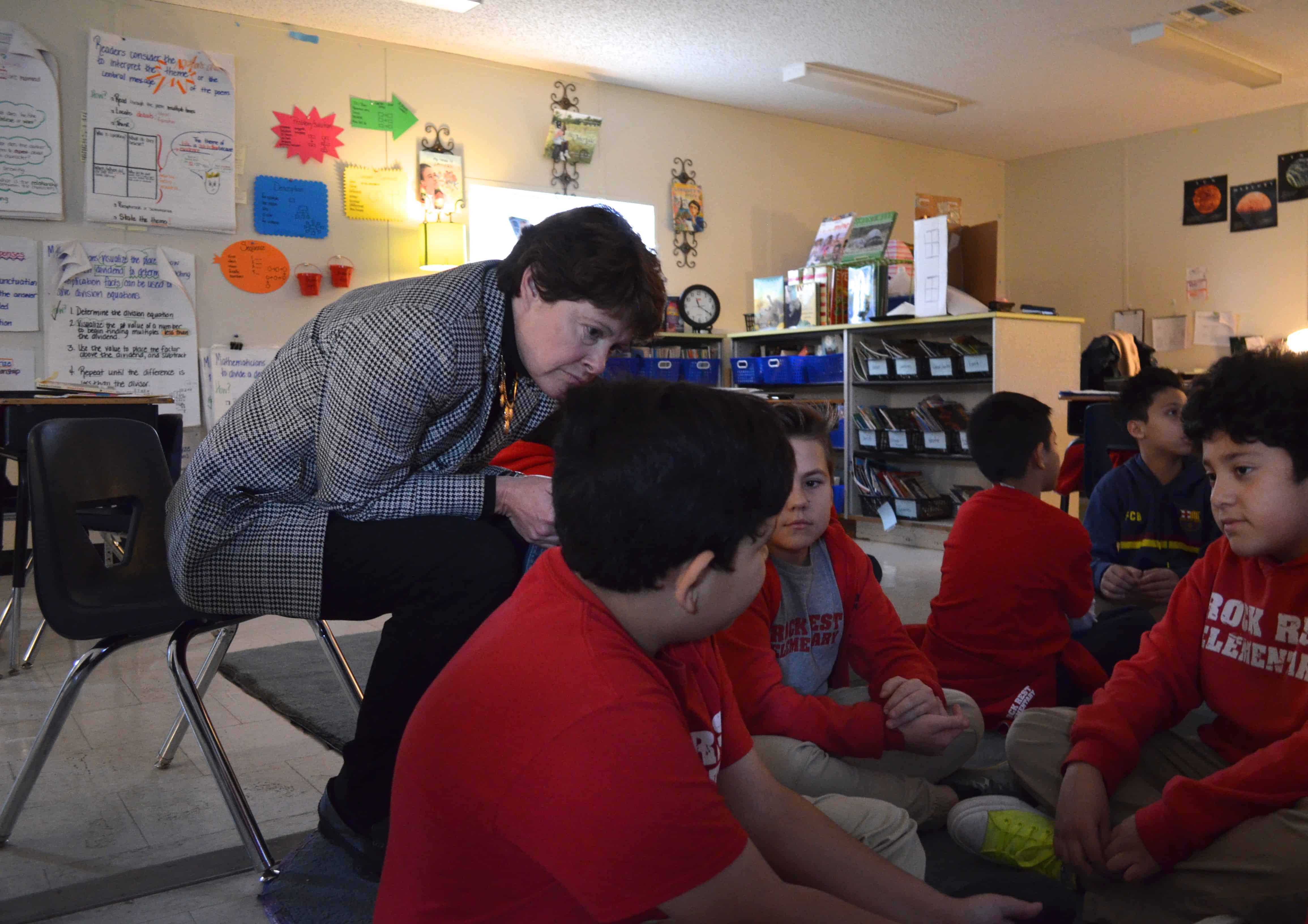 Thomas sitting in on a class at Rock Rest Elementary School (Photo Credit: Alex Granados)