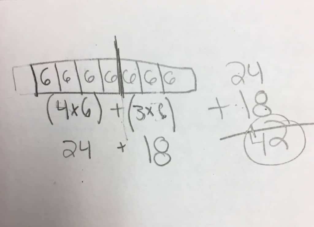 Students in Mr. Thompson's compare two-digit addition with multiplication using the commutative property.
