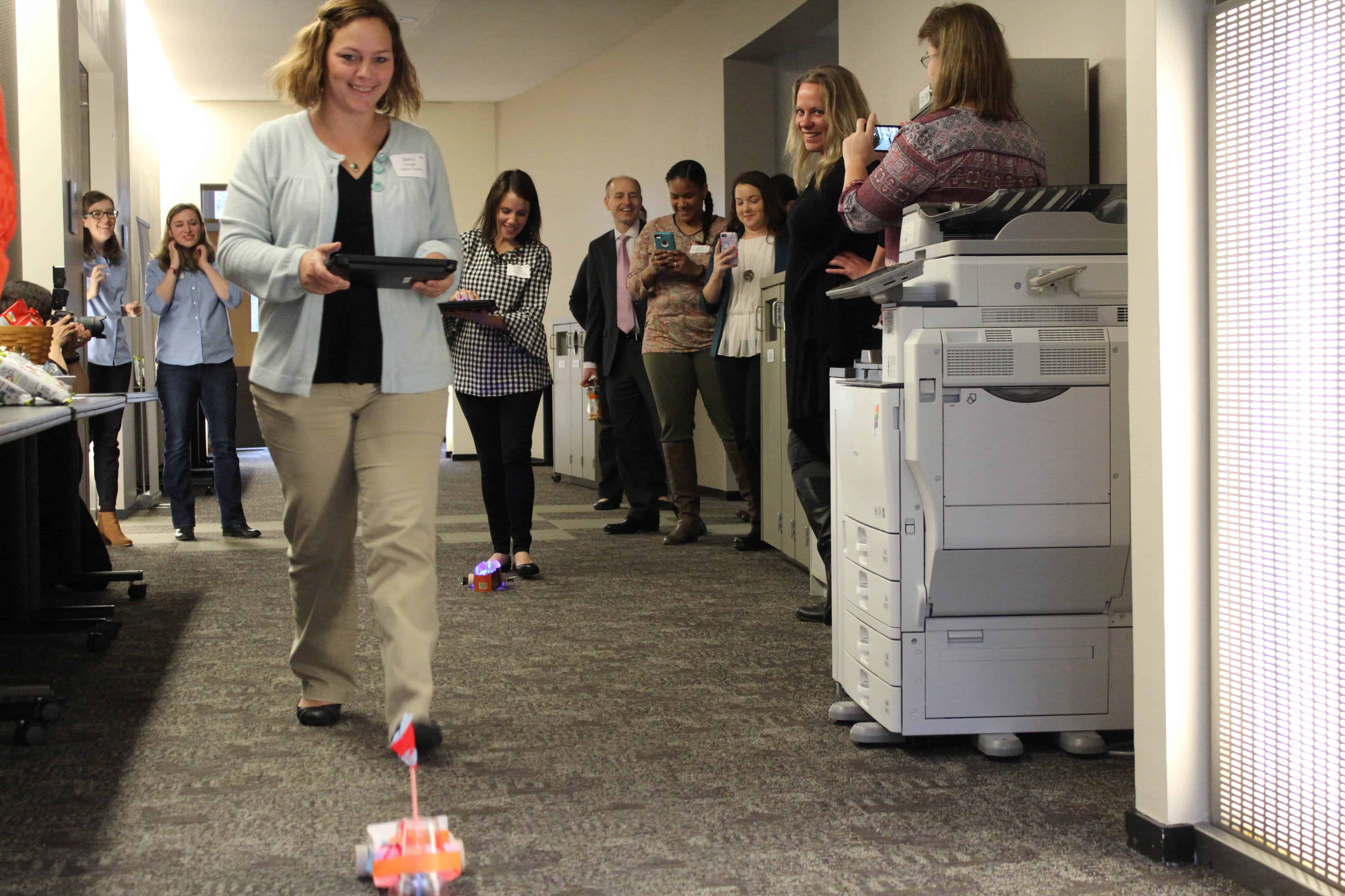 teachers race robots