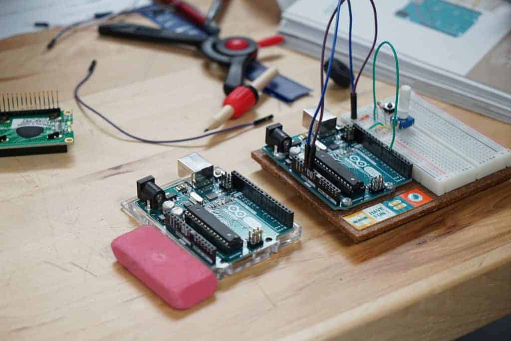 circuit boards on a table