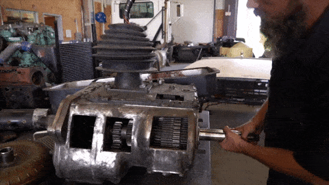 transmission gears being turned