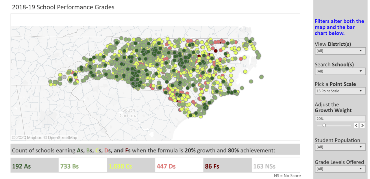 Interactive maps NC school performance grades EducationNC