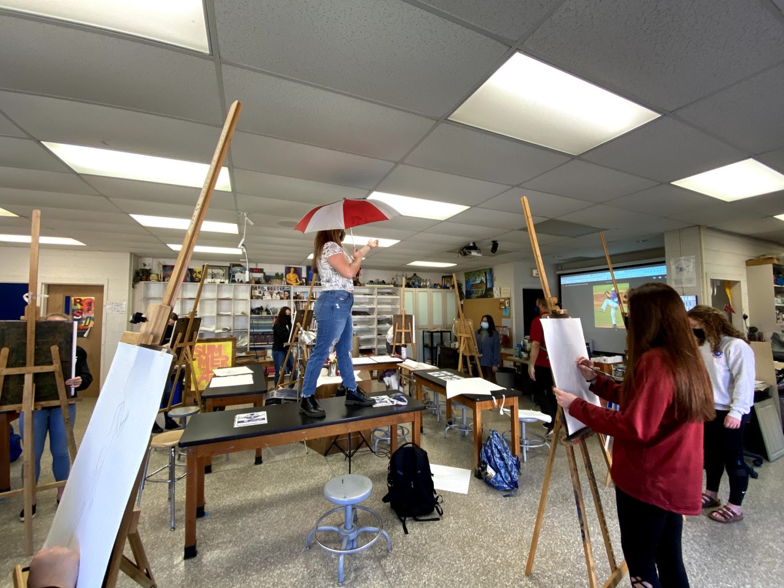 Visual arts class in COVID19 Brevard High EducationNC