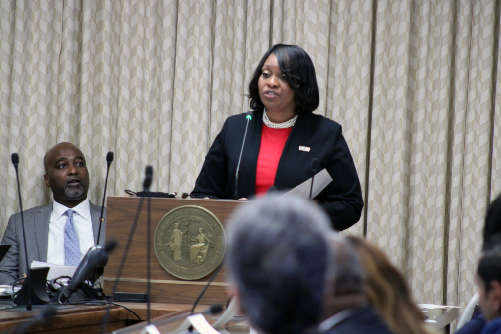 woman at podium