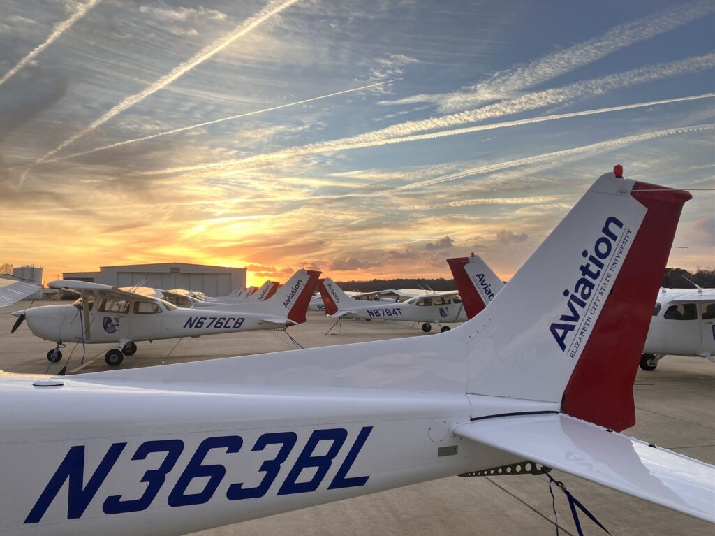 planes with elizabeth city state university branding