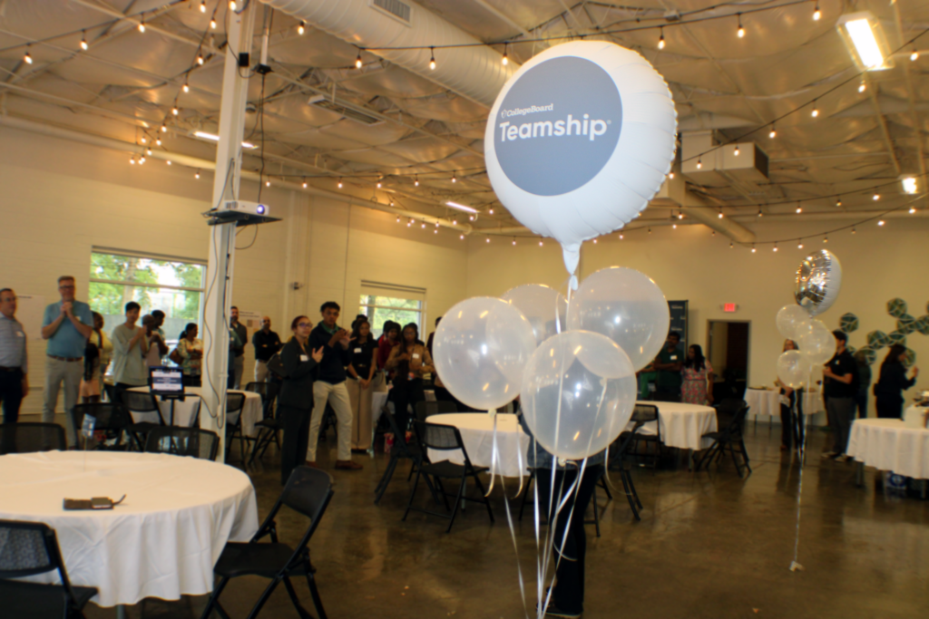 white balloon with the words college board teamship