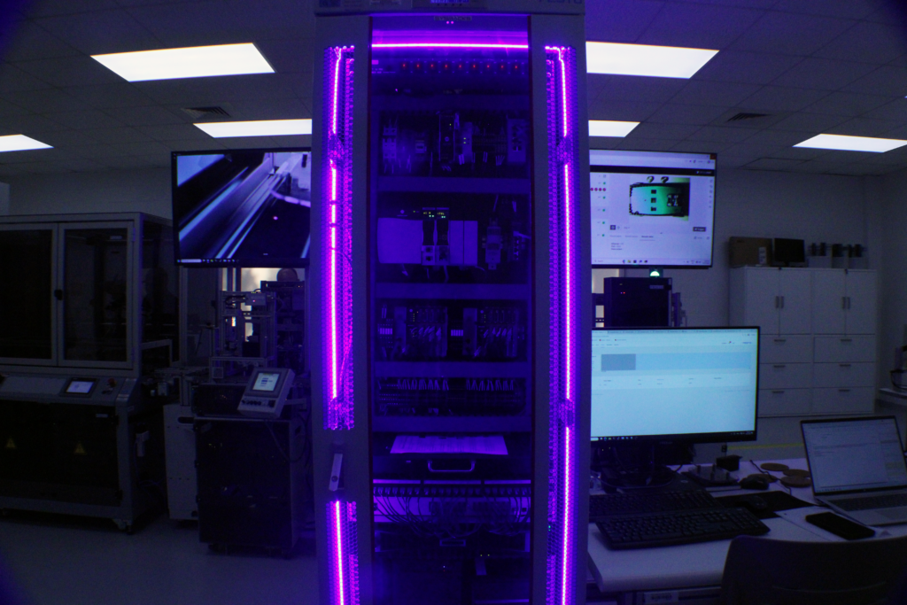 purple lit cabinet